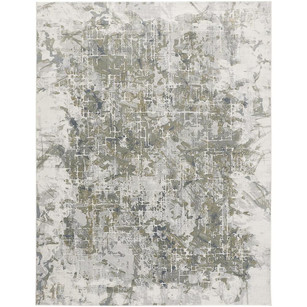 Atwell Contemporary Abstract Rug, Silver Gray/Green, 5ft-3in x 7ft-6in Area Rug, ATL3146FSLV000E76