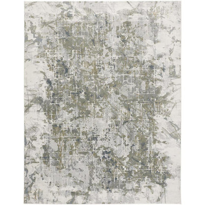 Atwell Contemporary Abstract Rug, Silver Gray/Green, 5ft-3in x 7ft-6in Area Rug, ATL3146FSLV000E76