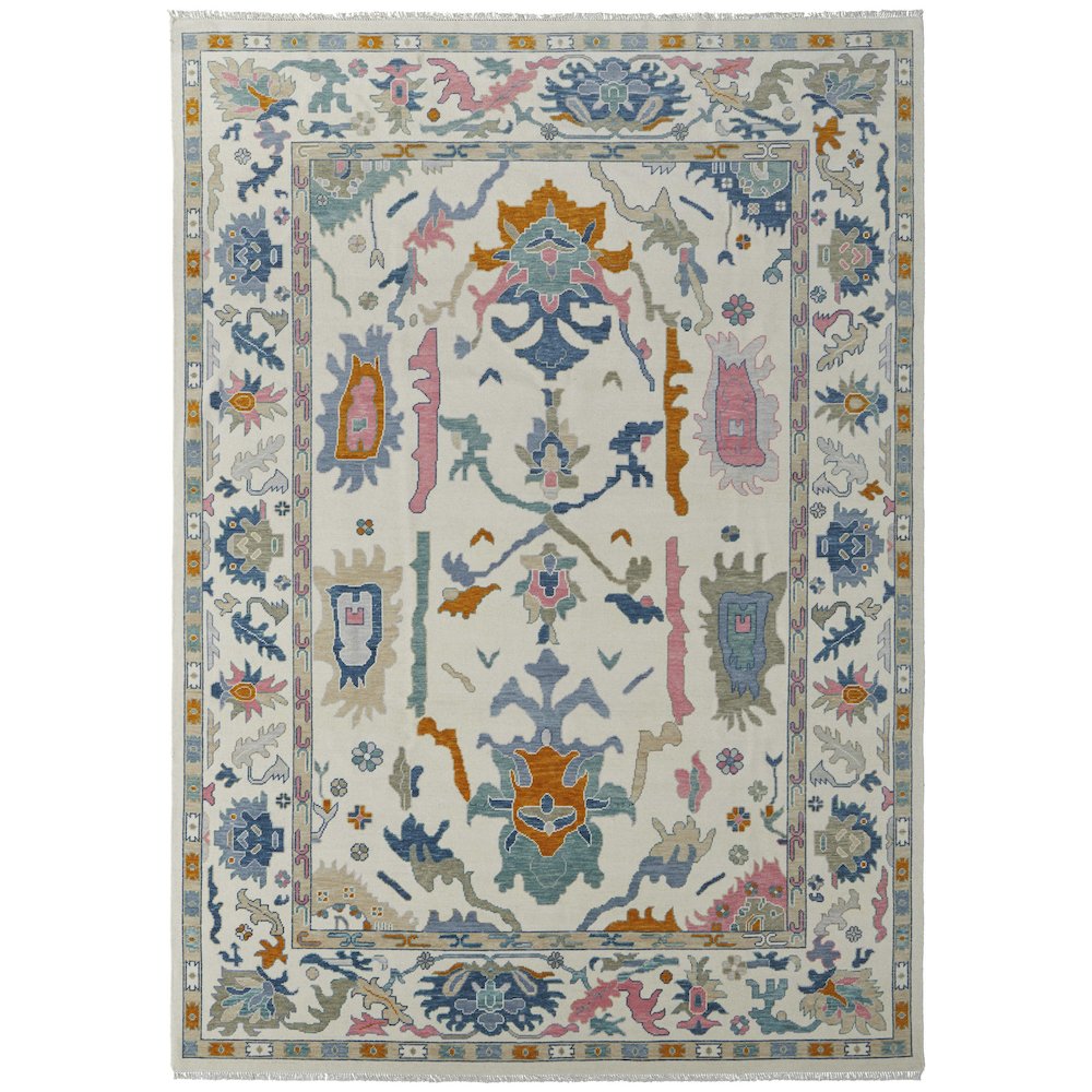 Transitional Floral & Botanical, Ivory/Blue/Pink, 3'-6" x 5'-6" Accent Rug