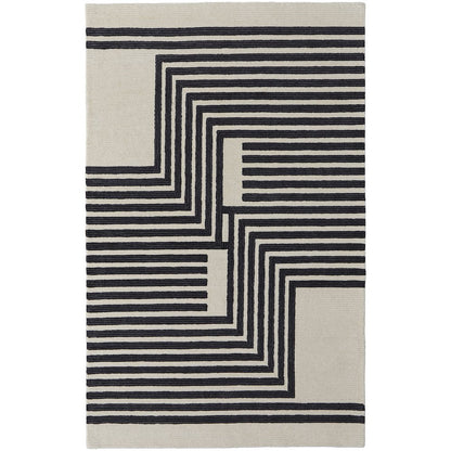 Maguire Transitional Abstract, Gray/Ivory/Black, 3'-6" x 5'-6" Accent Rug