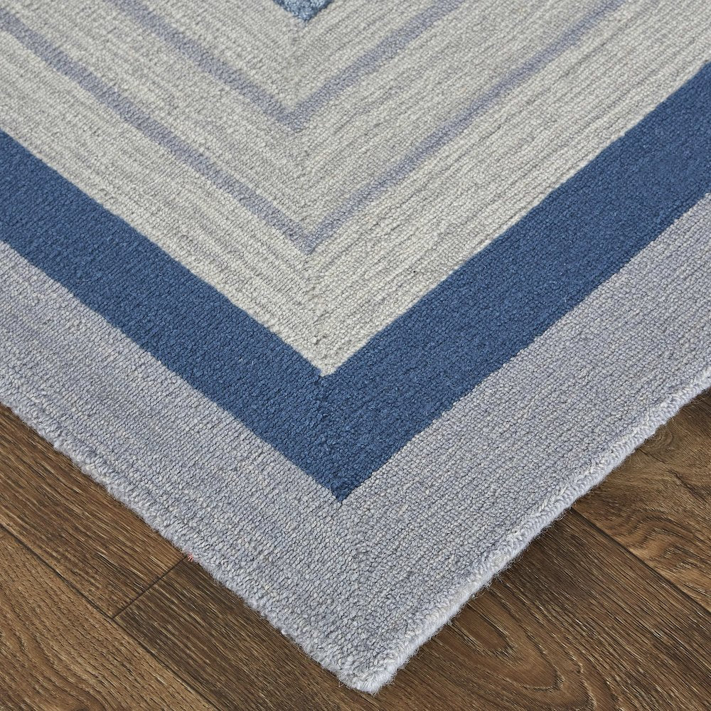 Nash Modern Geometric, Blue/Ivory/Gray, 10' x 14' Area Rug