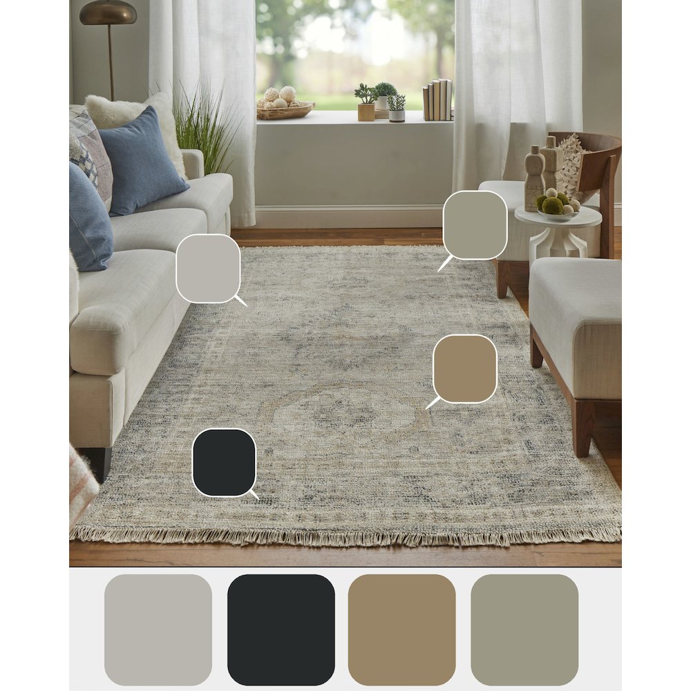 Caldwell Vintage Space Dyed Wool Rug, Latte Tan/Beige, 7ft-6in x 9ft-6in, 8798798FSND000F50