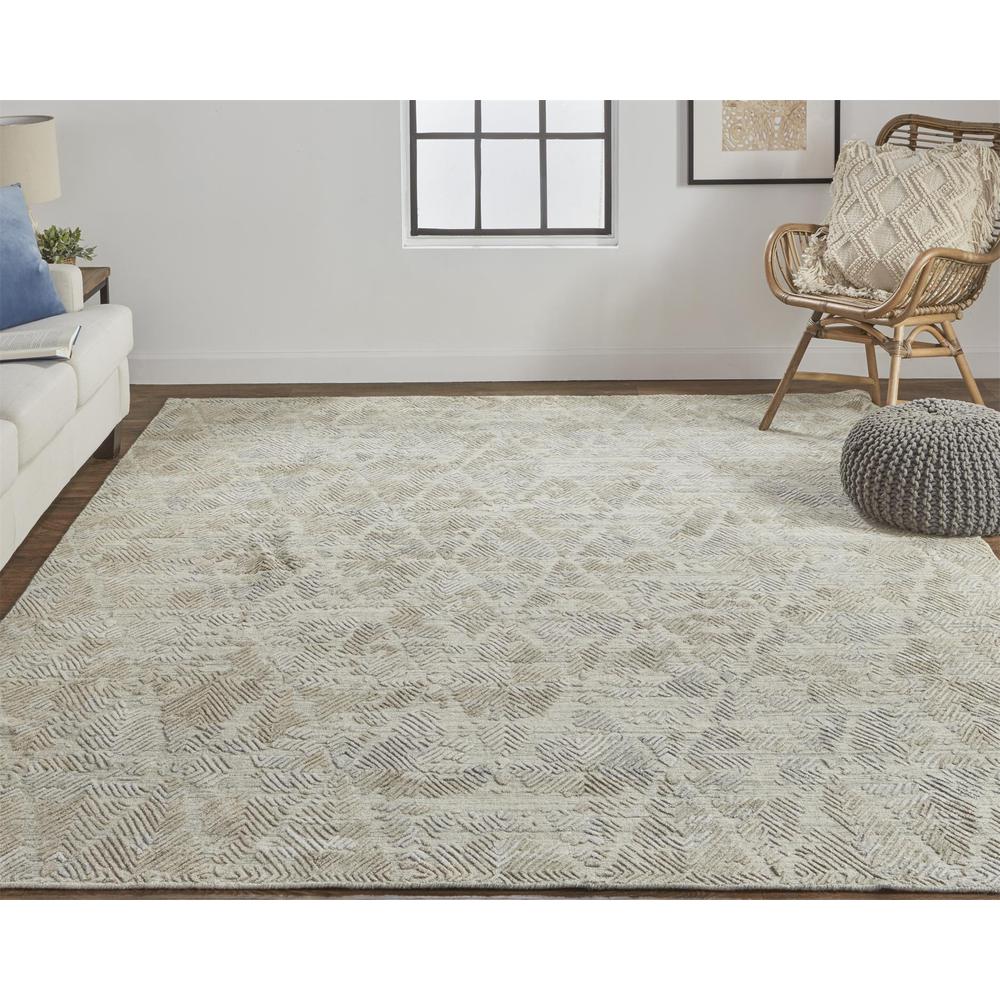 Elias Abstract Chevron Accent Rug, Oyster Gray/Taos Taupe, 3ft-6in x 5ft-6in, ELS6718FGRYBRNC50