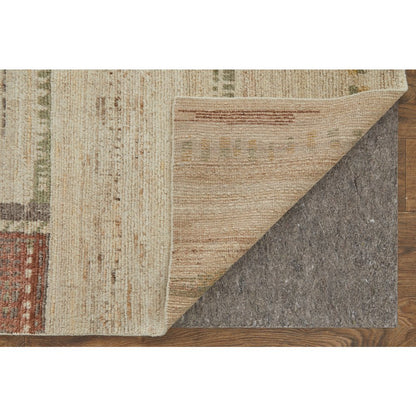 Kasbah Modern Abstract, Tan/Red/Green, 9'-6" x 13'-6" Area Rug