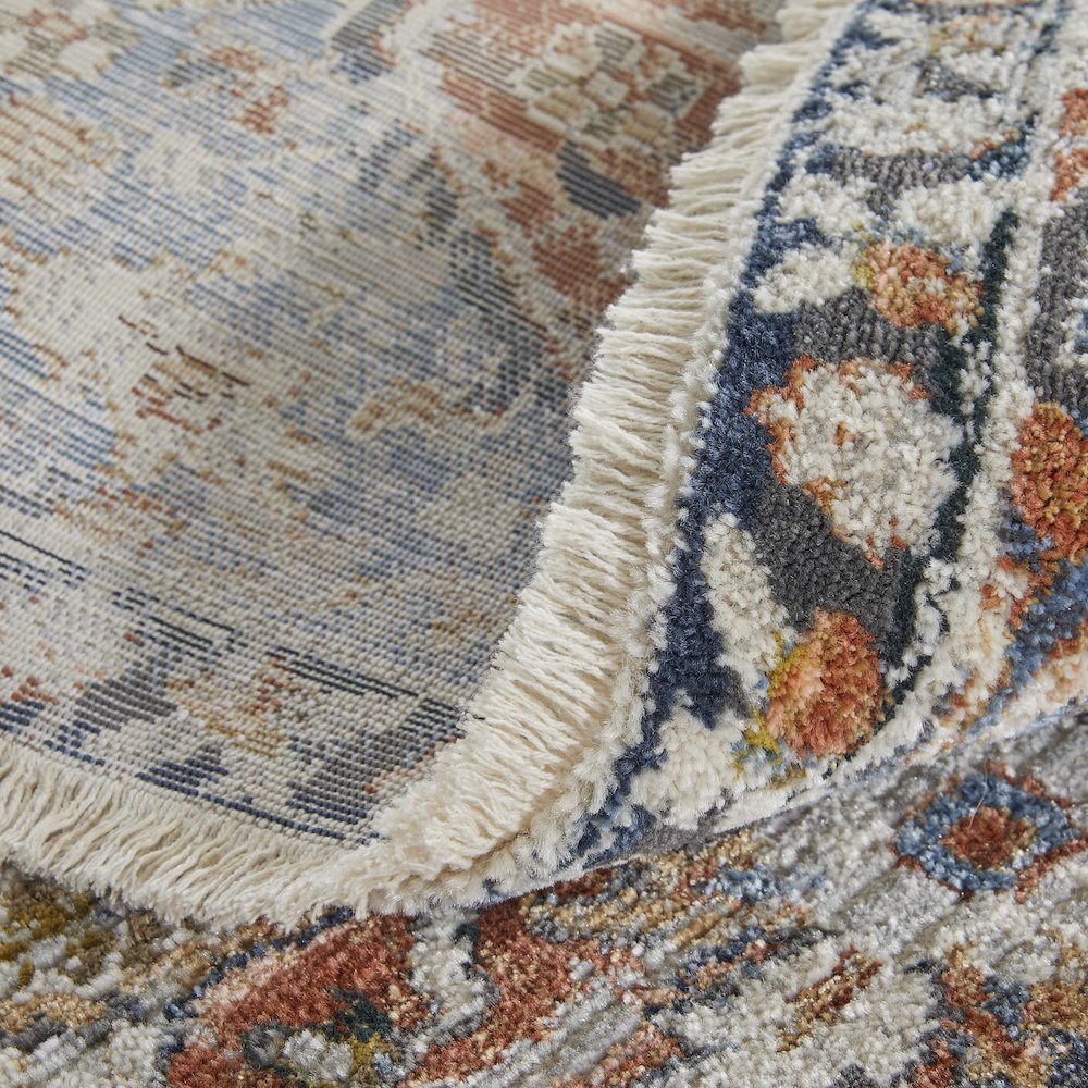 Kaia Transitional Medallion, Orange/Ivory/Blue, 12' x 15' Area Rug
