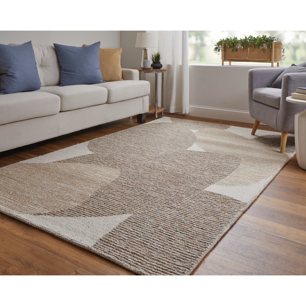 Pollock Modern Watercolor, Brown/Tan/Ivory, 10' x 14' Area Rug