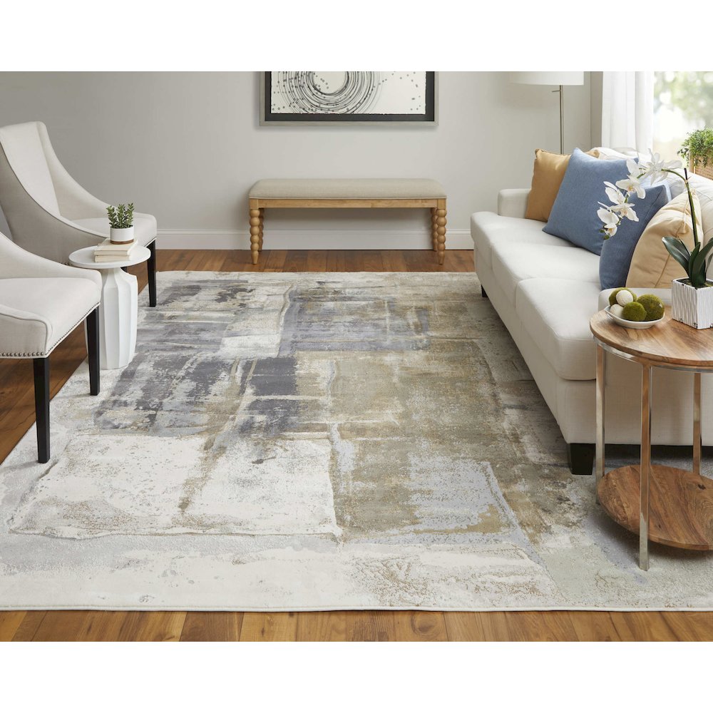 Clio Modern Watercolor, Brown/Gray/Black, 9' x 12' Area Rug