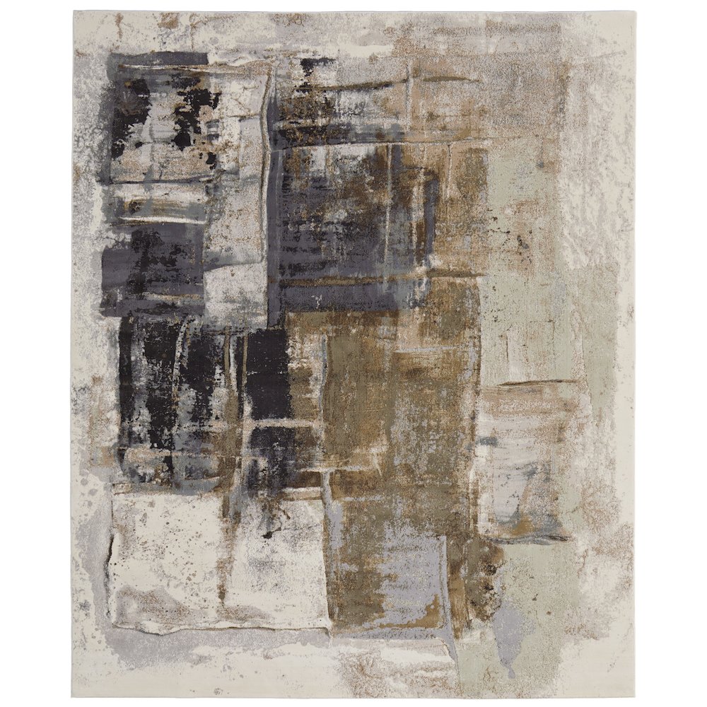 Clio Modern Watercolor, Brown/Gray/Black, 9' x 12' Area Rug