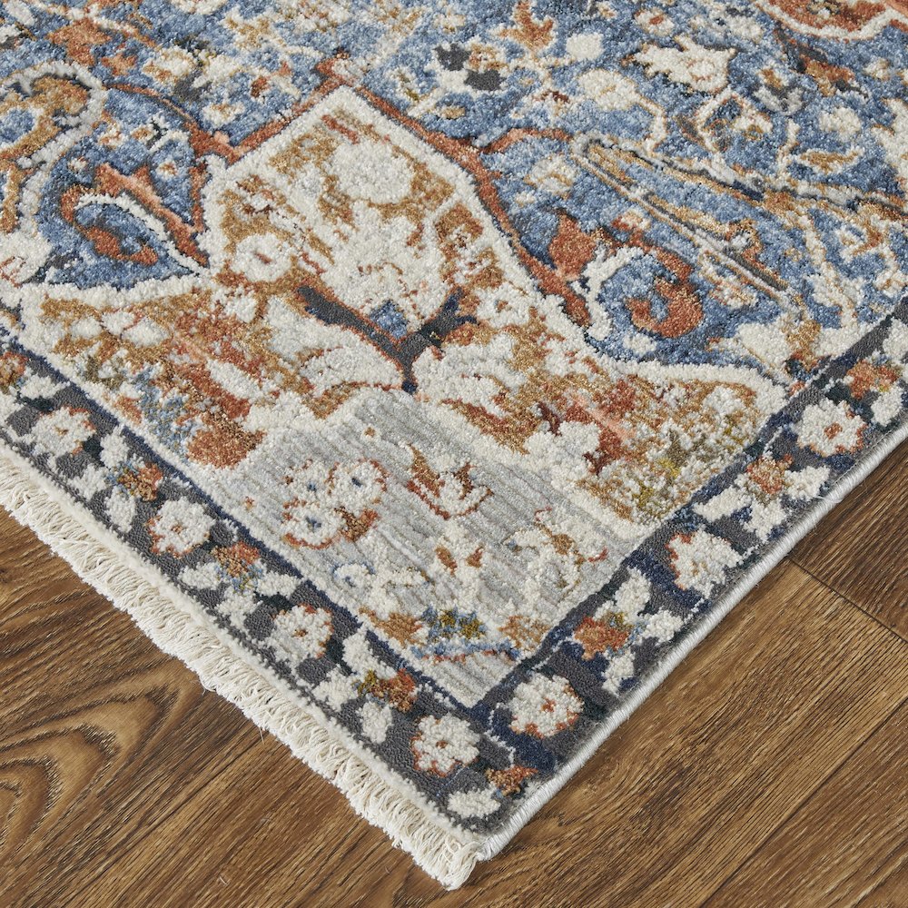 Kaia Transitional Medallion, Orange/Ivory/Blue, 12' x 15' Area Rug