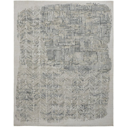 Elias Modern Abstract, Green/Blue/Ivory, 5' x 8' Area Rug