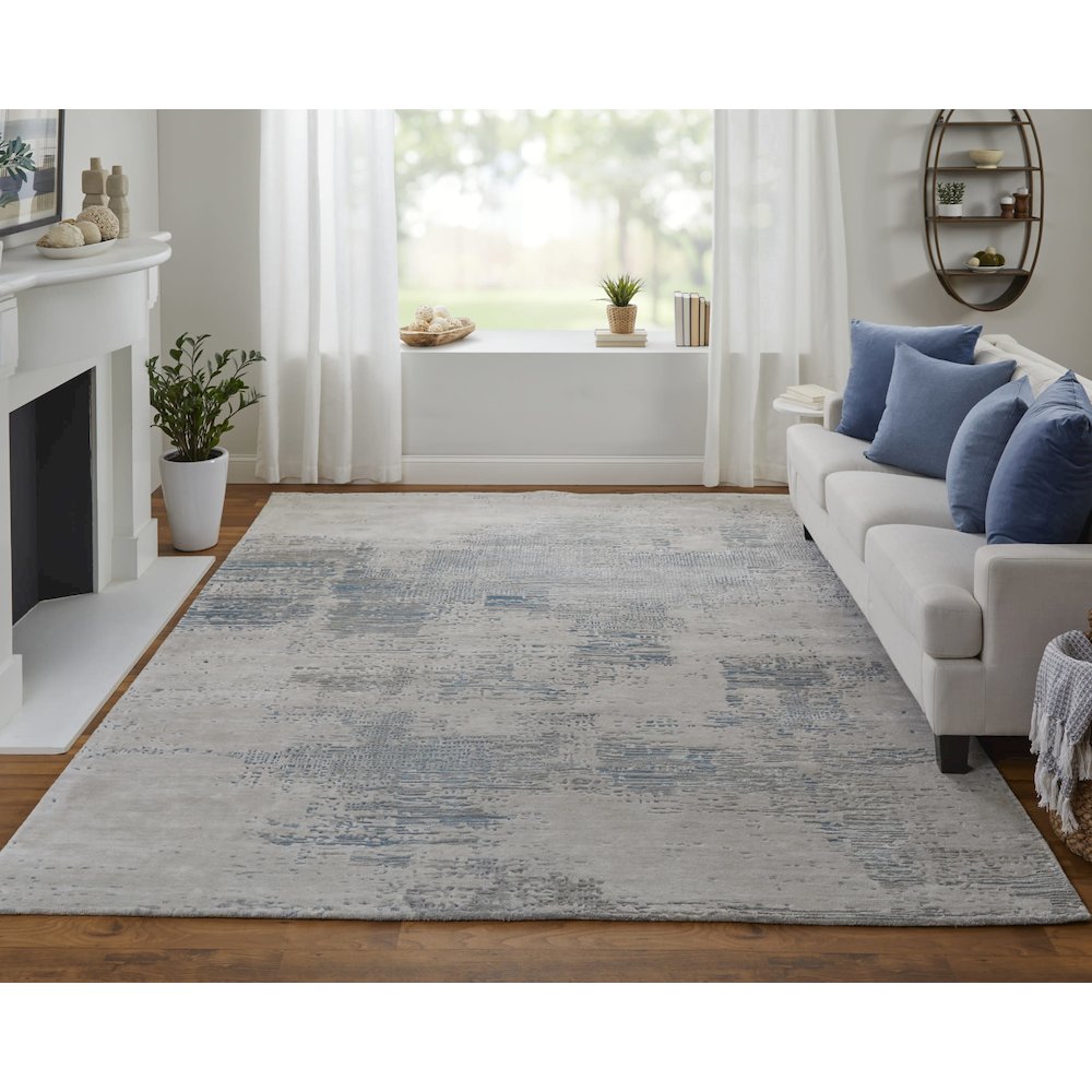 Zarah Modern Abstract, Gray/Taupe/Blue, 2' x 3' Accent Rug