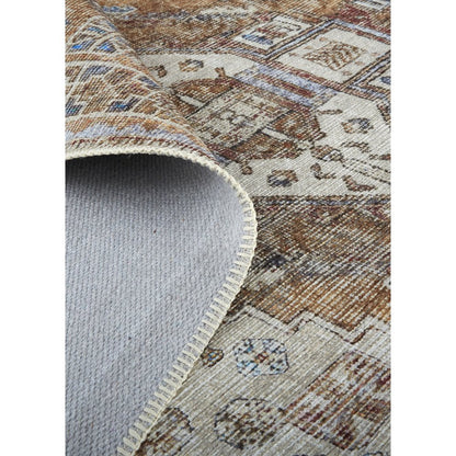 Percy Vintage Medallion Rug, Terracotta/Country Blue, 9ft-2in x 12ft Area Rug, PRC39ANFTAN000G22