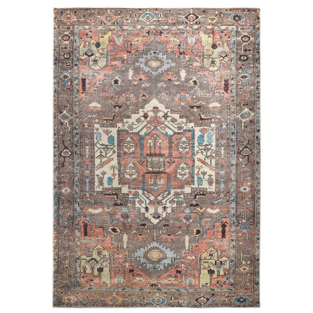 Percy Vintage Medallion Rug, Pink Clay/Warm Gray, 5ft-3in x 7ft-6in Area Rug, PRC39AJFGRYMLTE76