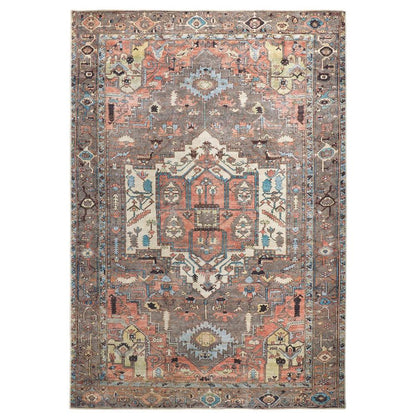 Percy Vintage Medallion Rug, Pink Clay/Warm Gray, 5ft-3in x 7ft-6in Area Rug, PRC39AJFGRYMLTE76