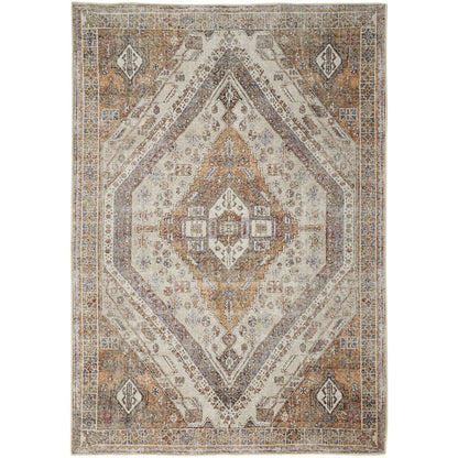 Percy Vintage Medallion Rug, Terracotta/Country Blue, 9ft-2in x 12ft Area Rug, PRC39ANFTAN000G22