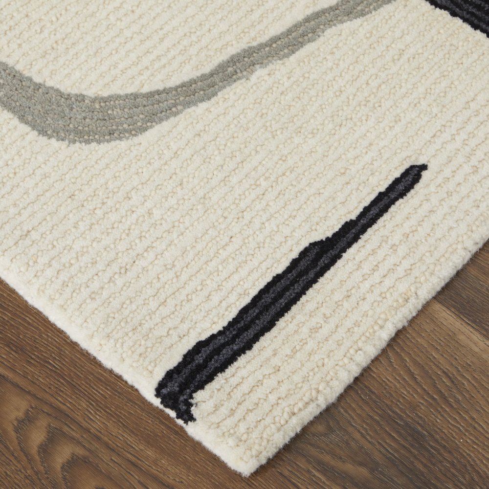 Maguire Transitional Abstract, Ivory/Gray/Black, 3'-6" x 5'-6" Accent Rug