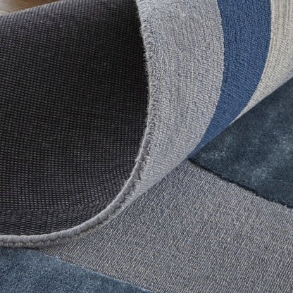 Nash Modern Geometric, Blue/Ivory/Gray, 10' x 14' Area Rug