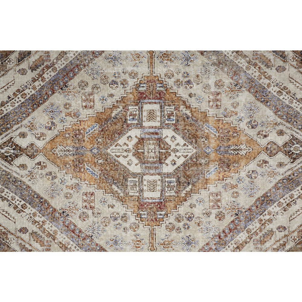 Percy Vintage Medallion Rug, Terracotta/Country Blue, 9ft-2in x 12ft Area Rug, PRC39ANFTAN000G22
