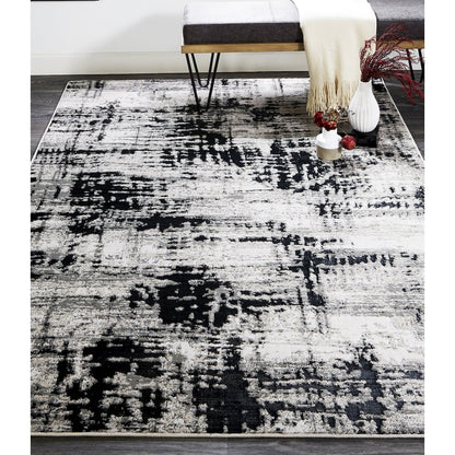 Micah Modern Abstract, Black/White/Gray, 12' x 15' Area Rug