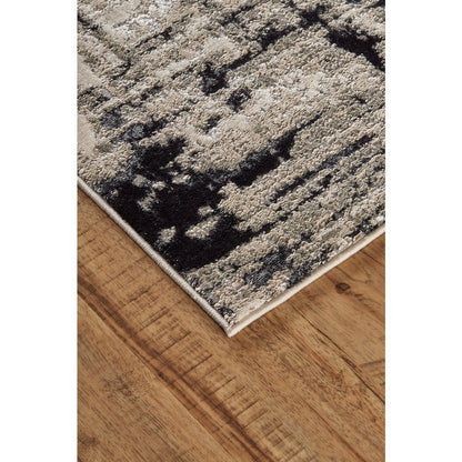 Micah Modern Abstract, Black/White/Gray, 12' x 15' Area Rug