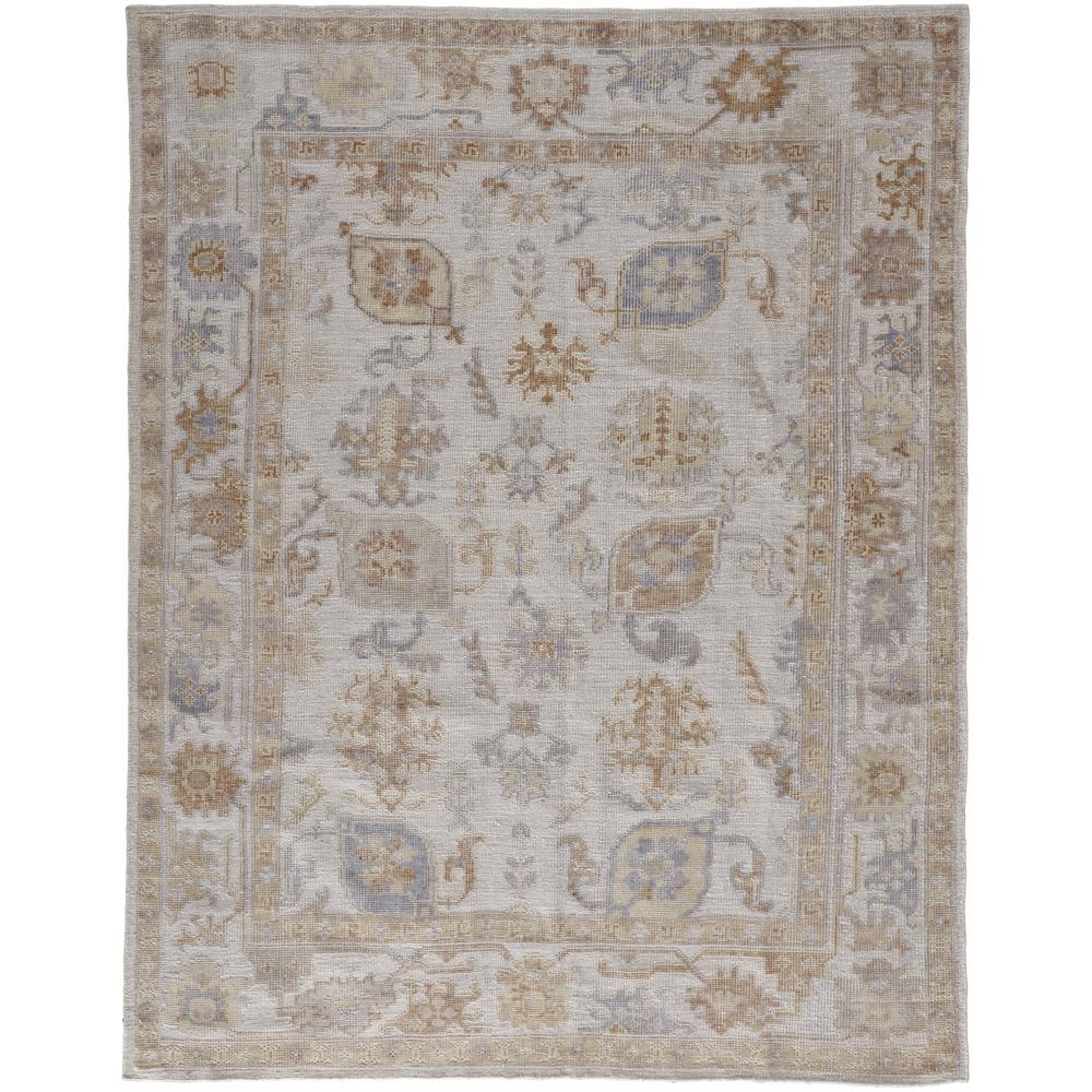 Wendover Eco Friendly PET Oushak Rug, Warm Gray/Ivory Cream, 8ft x 10ft Area Rug, WND6846FSLV000F00