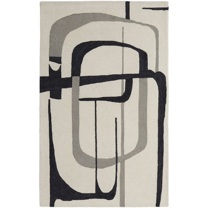 Maguire Transitional Abstract, Ivory/Gray/Black, 3'-6" x 5'-6" Accent Rug