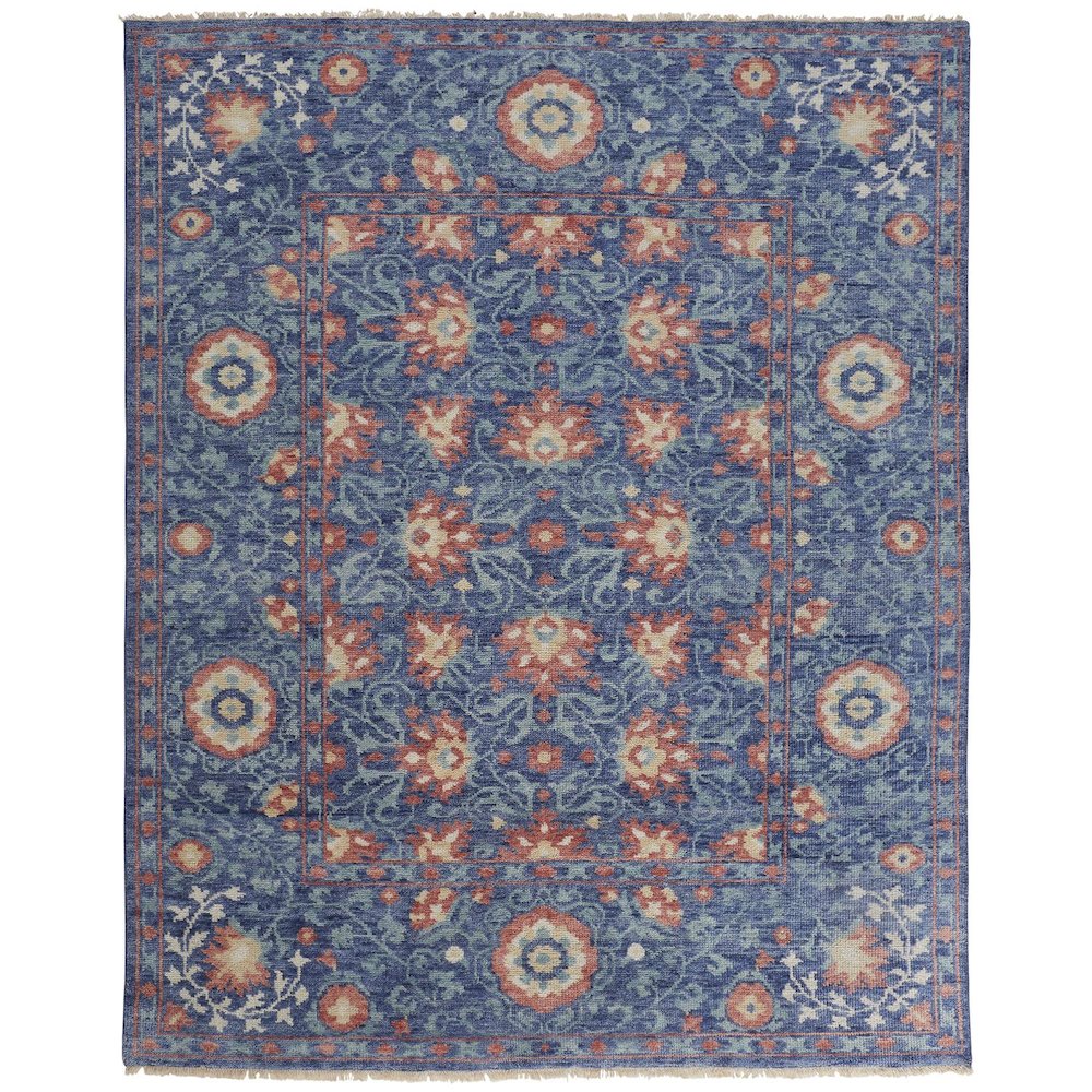 Beall Luxury Wool Rug, Ornamental Floral, Blue, 8ft-6in x 11ft-6in Area Rug, BEA6713FBLU000G50