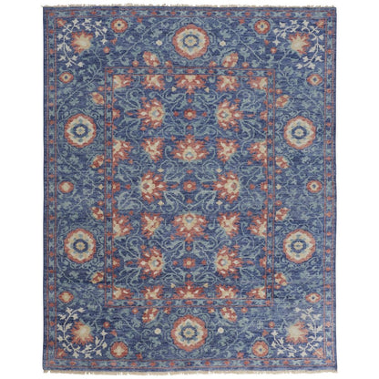 Beall Luxury Wool Rug, Ornamental Floral, Blue, 8ft-6in x 11ft-6in Area Rug, BEA6713FBLU000G50