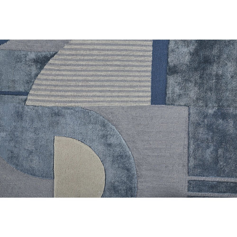 Nash Modern Geometric, Blue/Ivory/Gray, 10' x 14' Area Rug
