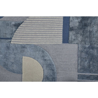 Nash Modern Geometric, Blue/Ivory/Gray, 10' x 14' Area Rug