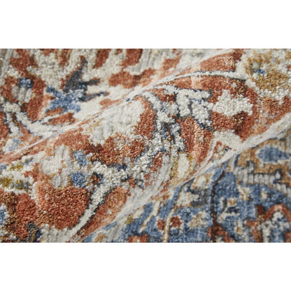 Kaia Transitional Medallion, Orange/Ivory/Blue, 12' x 15' Area Rug