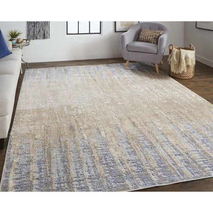 Laina Transitional Gradient & Ombre, Tan/Brown/Blue, 2' x 3' Accent Rug