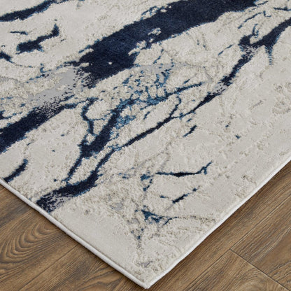 Indio Modern Abstract, Ivory/Blue/Black, 8' x 10' Area Rug