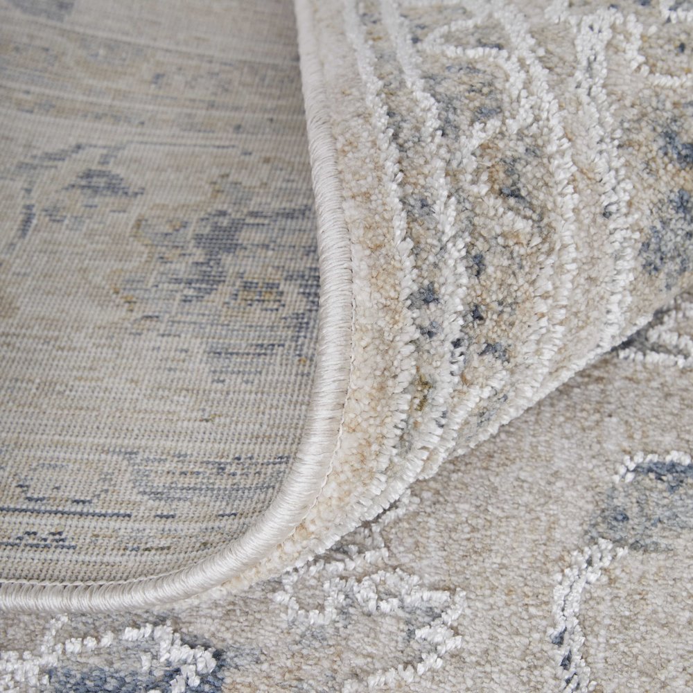 Pasha Transitional Floral & Botanical, Ivory/Taupe/Blue, 5' x 7'-6" Area Rug
