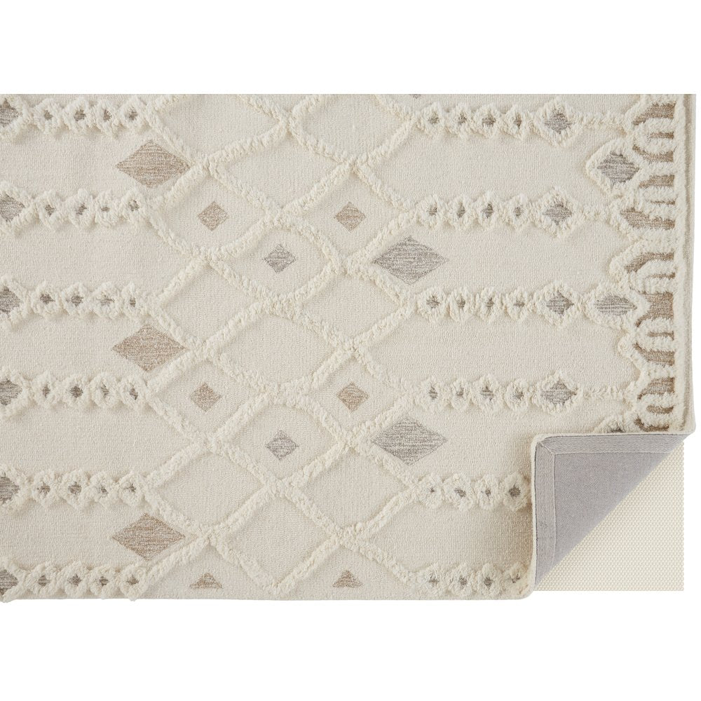 Anica Moroccan Wool Rug w/Ornamental Diamonds, Ivory/Tan, 10ft x 14ft Area Rug, ANC8011FIVY000H00