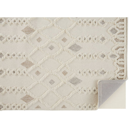 Anica Moroccan Wool Rug w/Ornamental Diamonds, Ivory/Tan, 10ft x 14ft Area Rug, ANC8011FIVY000H00