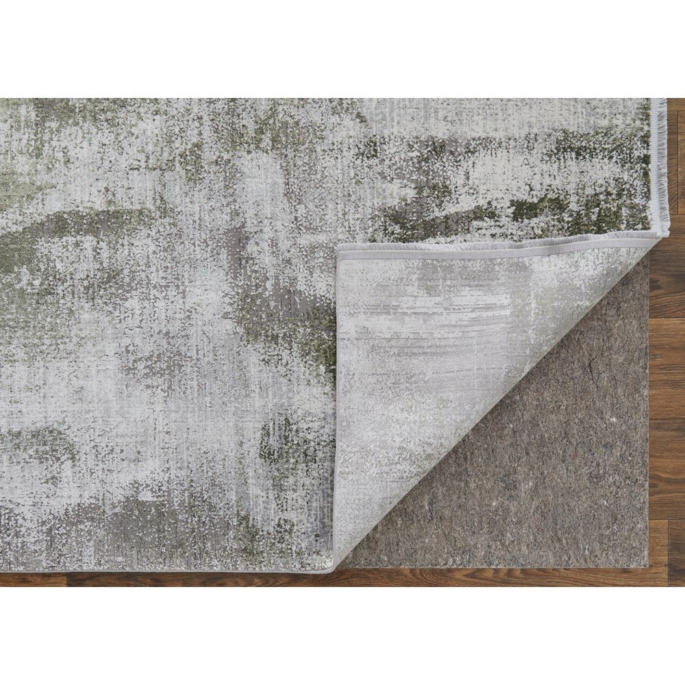 Cadiz Modern Ikat, Gray/Green/Silver, 4'-10" x 7'-10" Area Rug