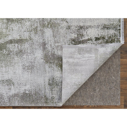 Cadiz Modern Ikat, Gray/Green/Silver, 4'-10" x 7'-10" Area Rug