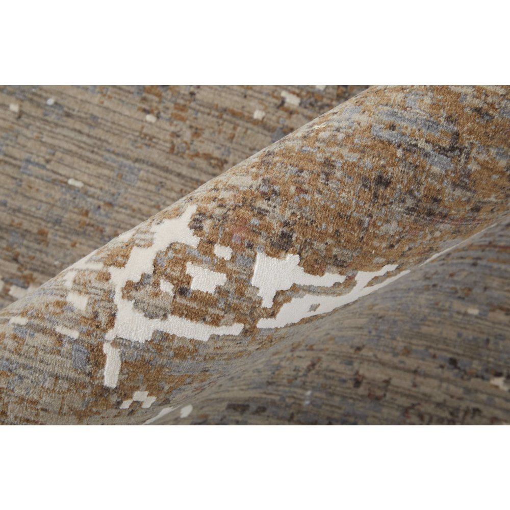 Pryor Modern Abstract, Taupe/Brown/White, 6'-7" x 9'-6" Area Rug