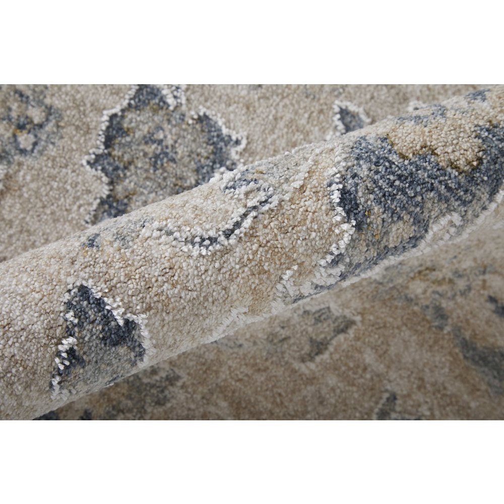 Pasha Transitional Floral & Botanical, Ivory/Taupe/Blue, 9'-0" x 12'-8" Area Rug