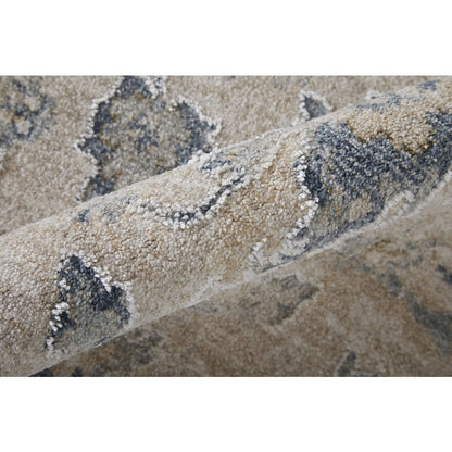 Pasha Transitional Floral & Botanical, Ivory/Taupe/Blue, 9'-0" x 12'-8" Area Rug