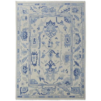 Karina Transitional Floral & Botanical, Ivory/Blue, 5'-6" x 8'-6" Area Rug