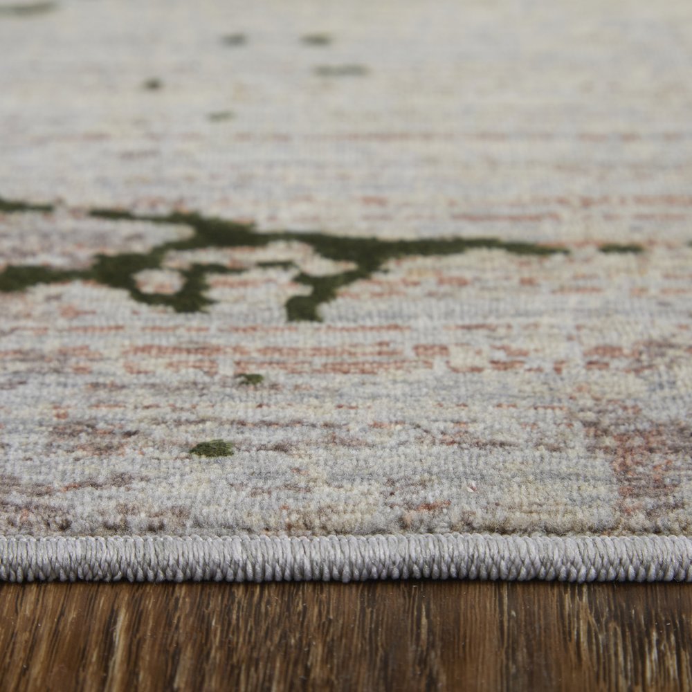 Pryor Modern Abstract, Taupe/Green/Tan, 6'-7" x 9'-6" Area Rug
