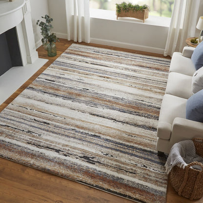 Gilmore Modern Stripes, Ivory/Orange/Gray, 2'-6" x 8' Runner