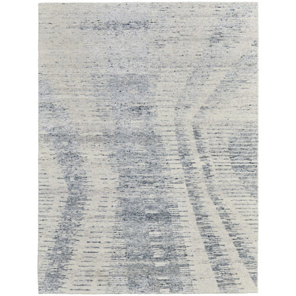 Brighton Modern Abstract, Ivory/Blue/Gray, 7'-9" x 9'-9" Area Rug