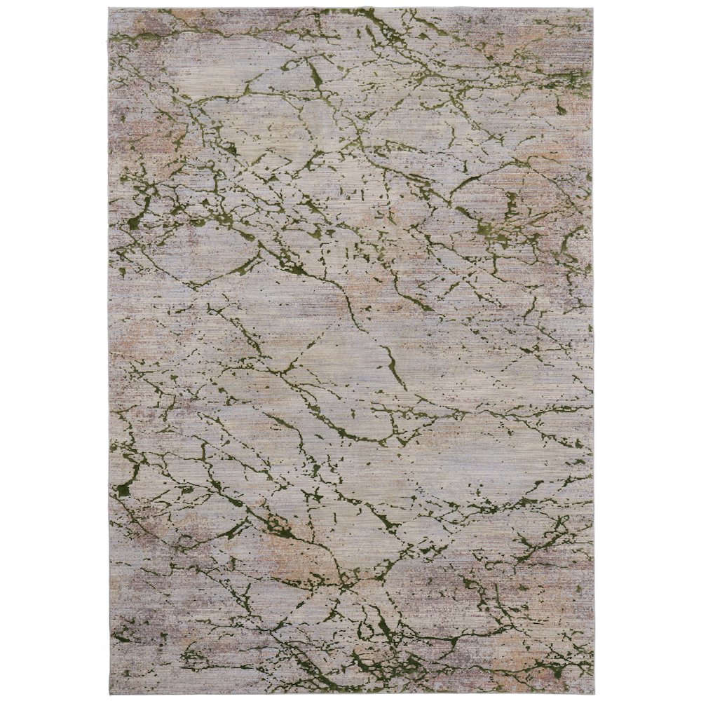 Pryor Modern Abstract, Taupe/Green/Tan, 6'-7" x 9'-6" Area Rug