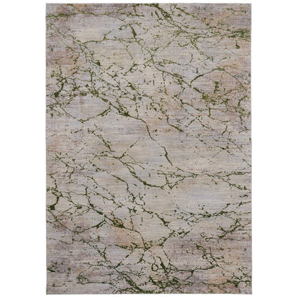 Pryor Modern Abstract, Taupe/Green/Tan, 6'-7" x 9'-6" Area Rug