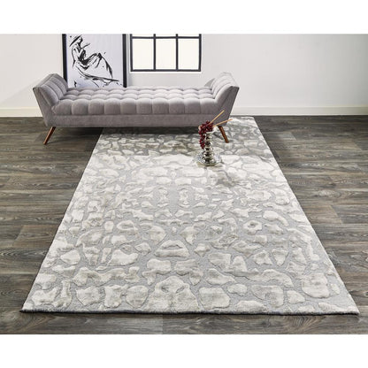 Mali Lustrous Tufted Abstract Rug, Silver Gray, 8ft x 11ft Area Rug, 7178629FALL000G99