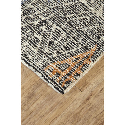 Arazad Tufted Tribal Diamond Rug, Black/Orange/Teal, 8ft x 11ft Area Rug, 7238479FBLKTNGG99