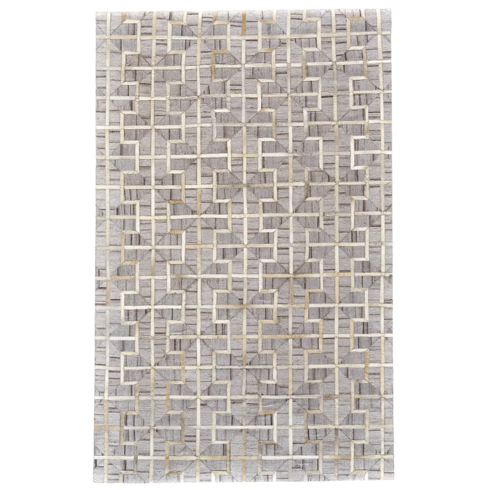 Fannin Leather/Viscose Handmade Area Rug, Sudan Bronw/Gray, 9ft-6in x 13ft-6in, 7380756FIVYSNDH50